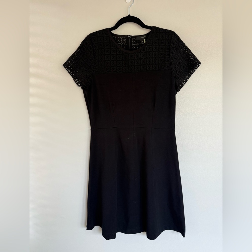 J. Crew Black Midi Dress with Lace Detail